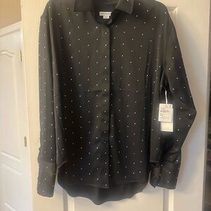 Good American Charcoal Button-Down with rhinestones